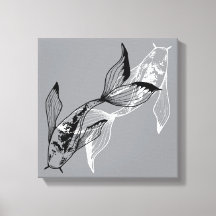 Minimalistisches Yin-Yang-Koi-Fisch-Leinwandbild
