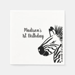 Minimalistisches Zebra Doodle Zoo Safari Party Serviette