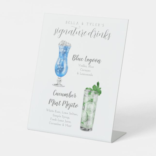Minimalistisches Zeichen für die Hochzeitssignatur Sockelschild (Vorderseite)