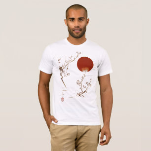 Minimalistisches Zen-Japanisches Sonnen- und Pflau T-Shirt