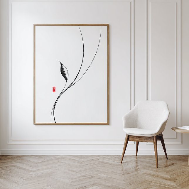 Minimalistisches Zen-Leaf - Japanischer Tintenkuns Poster (Von Creator hochgeladen)