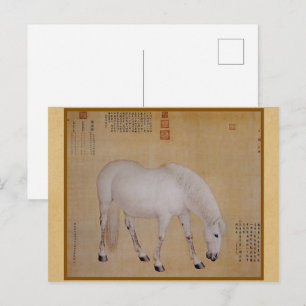 Minimalistisches Zen Weißes Pferd - Traditionelle  Postkarte