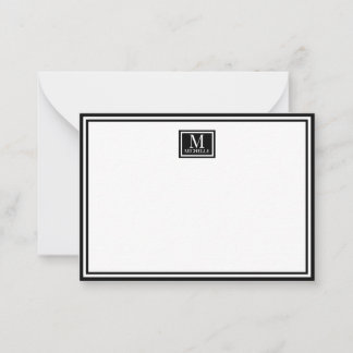 Minimalistisches zweifaches Rahmen-Monogramm-Name  Mitteilungskarte