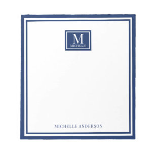 Minimalistisches zweifaches Rahmen-Monogramm-Name Notizblock