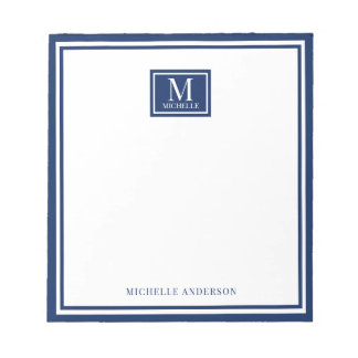 Minimalistisches zweifaches Rahmen-Monogramm-Name Notizblock