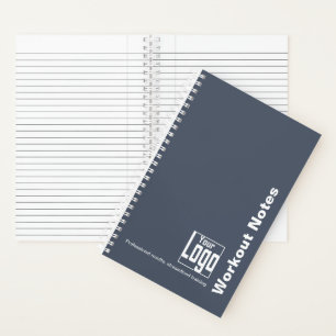 Minimalschwarzes weißes Logo-Motto Fitness-Workout Notizbuch