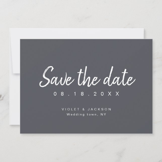 Minimalskript für Holzkohle Save the Date (Vorderseite)