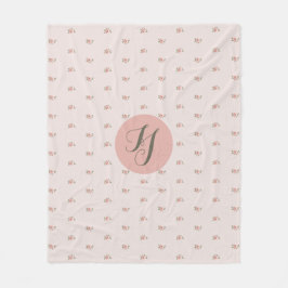 Minimierte Rose und Monogramm Fleecedecke