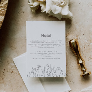 Minimilistisches gedämpftes graues Wildblumenhotel Begleitkarte