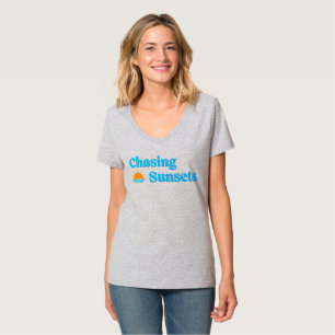 Minimisiertes Grafik-T-Shirt mit Sonnenuntergang a T-Shirt