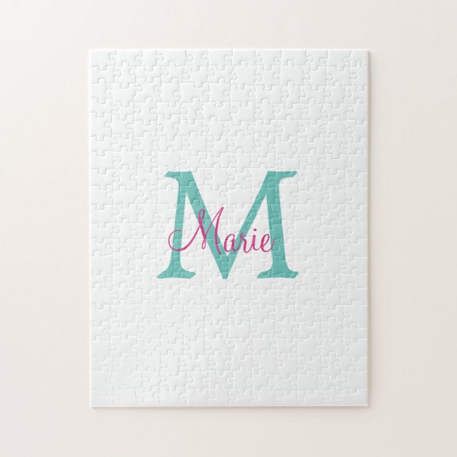 Minimum add name monogram green pink blue (Vertikal)