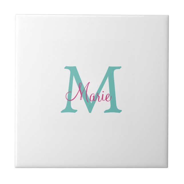 Minimum add name monogram green pink blue fliese (Vorderseite)