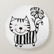 Minimum Cute Cat with Flower on Tail Decorative