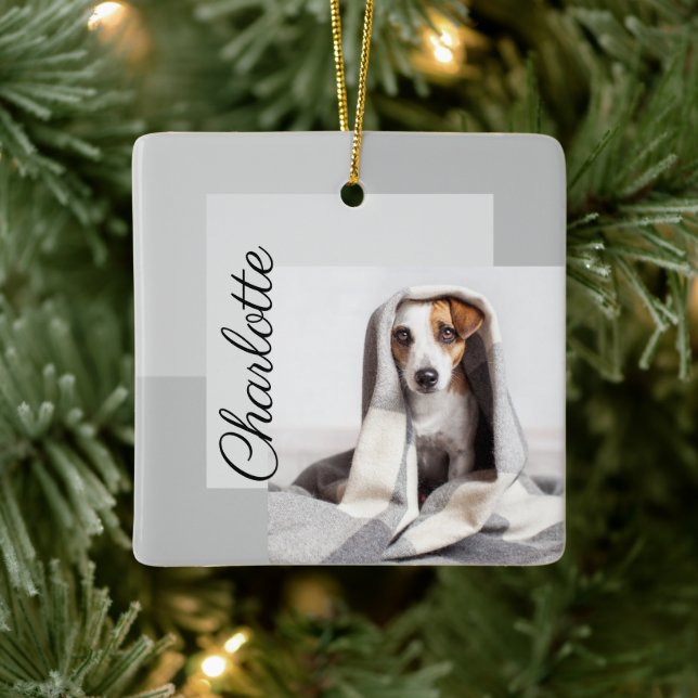 Minimum Geometric Dog Foto Ornament (Baum)