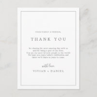 Minimum Silver Typography Thank You Reception Card