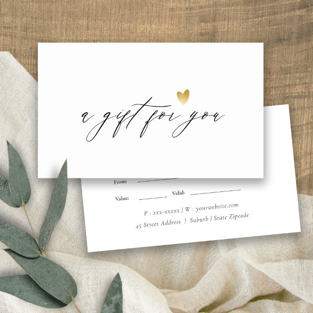 Minimum Simple Script Gold Heart Certificat cadeau (Créateur téléchargé)