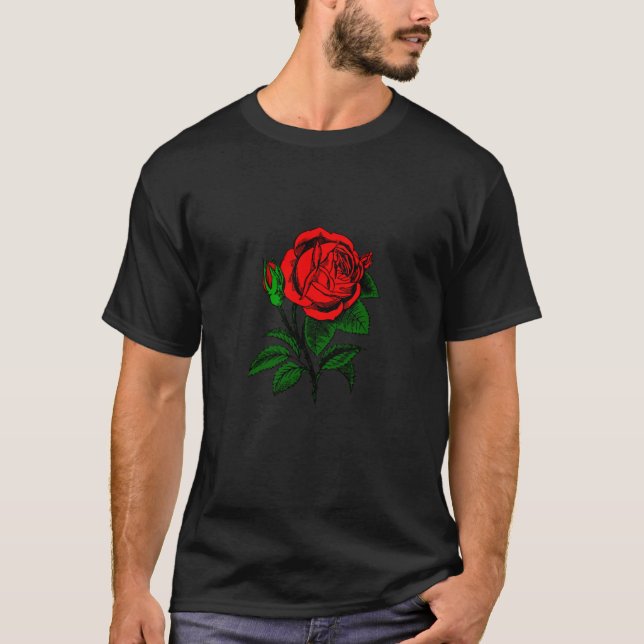 Mininimalismus-Rote Rose T-Shirt (Vorderseite)