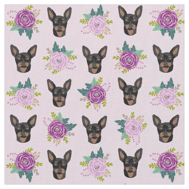 Minipinscher Lavendel-Blütenhund Stoff (Nahaufnahme)