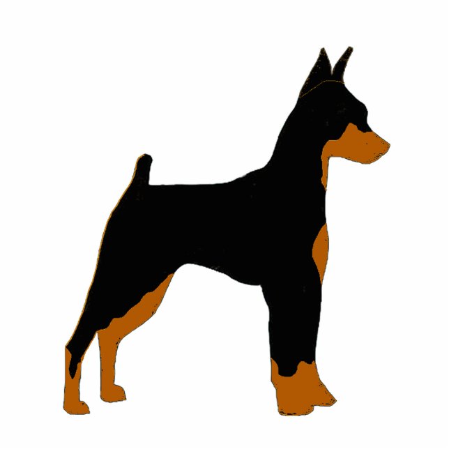 Minipinscher-Schwarz-Rost-Silhouette Fotoskulptur Schlüsselanhänger (Vorne)