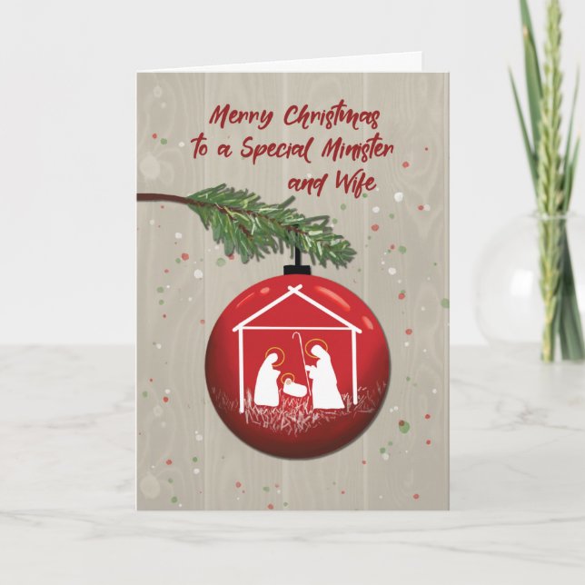 Ministerin und Ehefrau Weihnachtsfeier mit Manger Karte (Vorderseite)