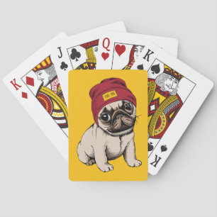 Miniwelpen-Hipster-Mops Spielkarten