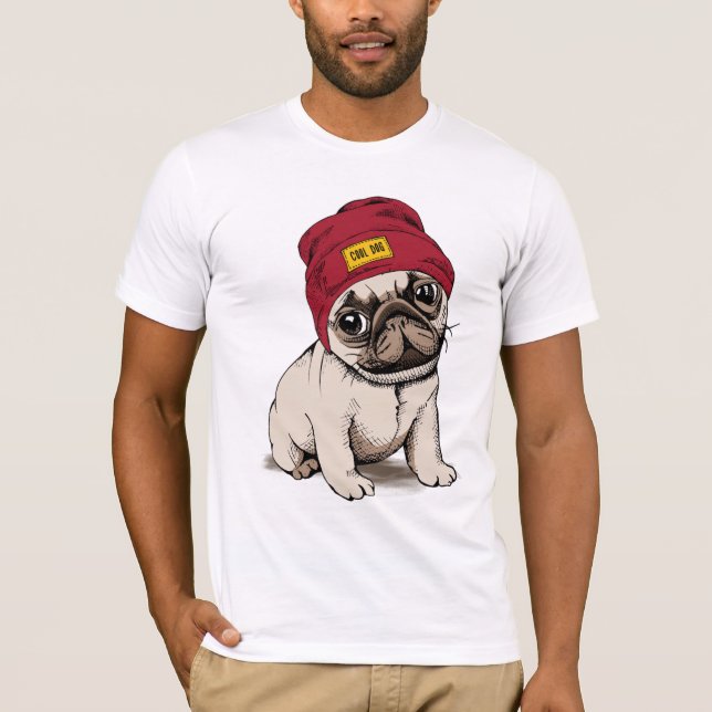 Miniwelpen-Hipster-Mops T-Shirt (Vorderseite)