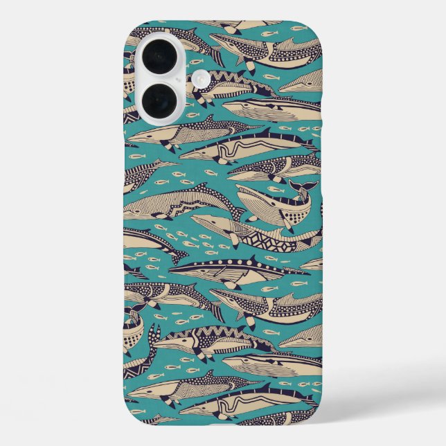 Minkwale blau iPhone 16 plus hülle (Rückseite)