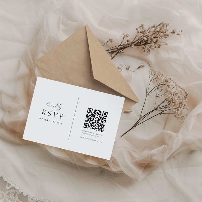 Minmal Elegant Script QR Code Hochzeit RSVP Karte (Von Creator hochgeladen)