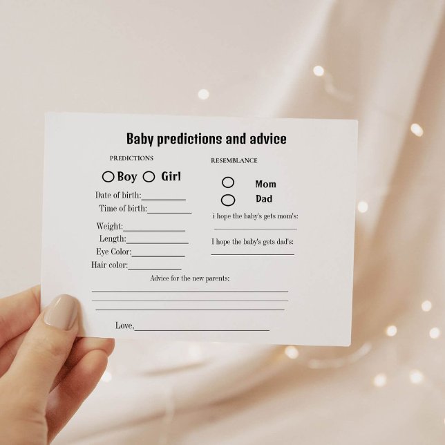Minmalist Baby Vorhersage Baby Shower Game Card Einladung (Von Creator hochgeladen)