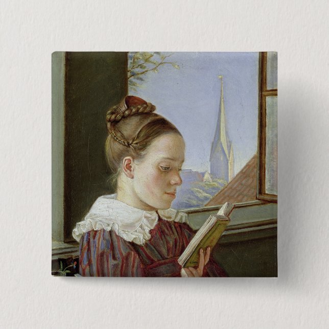 Minna Wasmann, die Schwester des Künstlers, 1822 Button (Vorderseite)