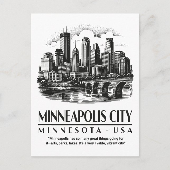 Minneapolis City Minnesota USA Postkarte (Vorderseite)