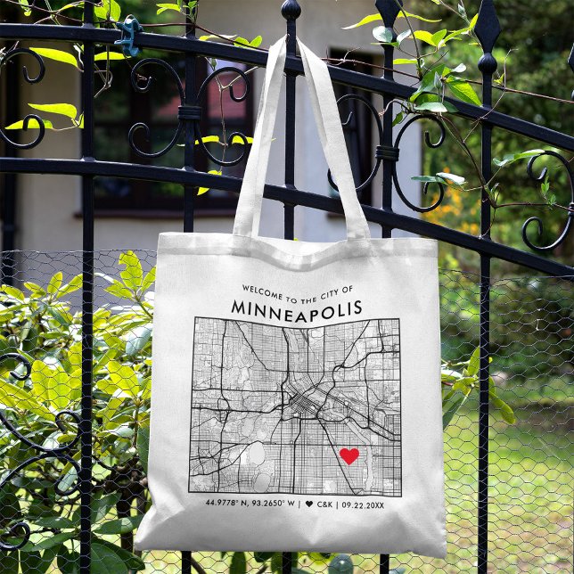 Minneapolis Liebe Locator City Map Wedding Willkom Tragetasche (Von Creator hochgeladen)
