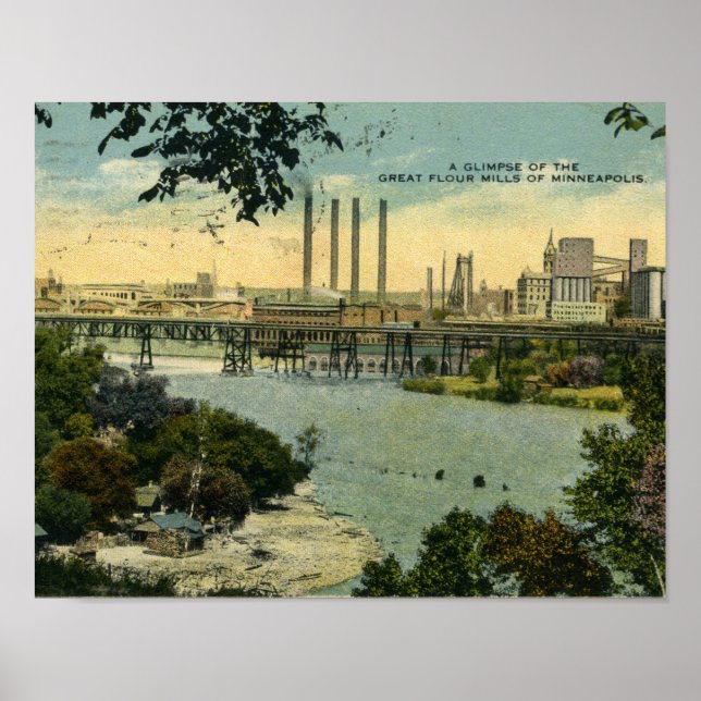 Minneapolis Mehl Meilen Vintage Poster (Vorne)