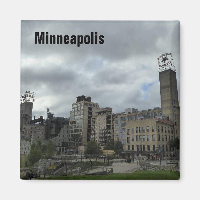 Minneapolis Mill Ruins Park Skyline Photo Magnet (Devant)