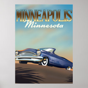 Minneapolis, Minnesota affiche de voyage vintage