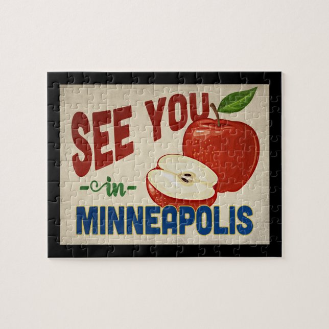 Minneapolis Minnesota Apple - Vintage Travel (Horizontal)