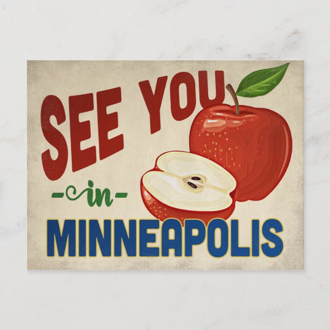 Minneapolis Minnesota Apple - Vintage Travel Postkarte (Vorderseite)