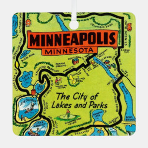 Minneapolis Minnesota Carte Ornement métallique