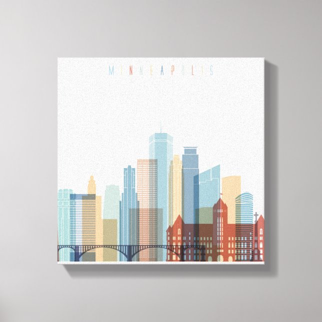 Minneapolis, Minnesota | City Skyline Leinwanddruck (Vorderseite)