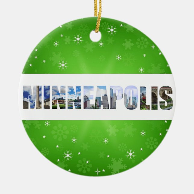 Minneapolis Minnesota City Travel Fotos Weihnachte Keramik Ornament (Vorne)