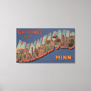 Minneapolis, Minnesota - große Buchstabe-Szenen Leinwanddruck