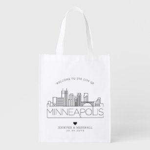 Minneapolis, Minnesota-Hochzeit  Stilisierte Skyli Wiederverwendbare Einkaufstasche
