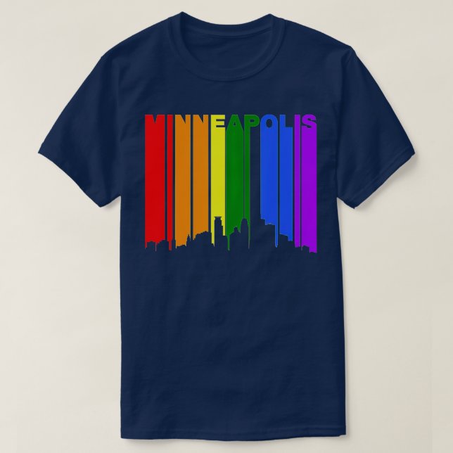 Minneapolis Minnesota LGBTQ Gay Pride Rainbow Skyl T-Shirt (Design vorne)