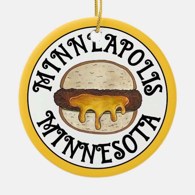 Minneapolis Minnesota MN Juicy Lucy Cheese Burger Keramik Ornament (Vorne)