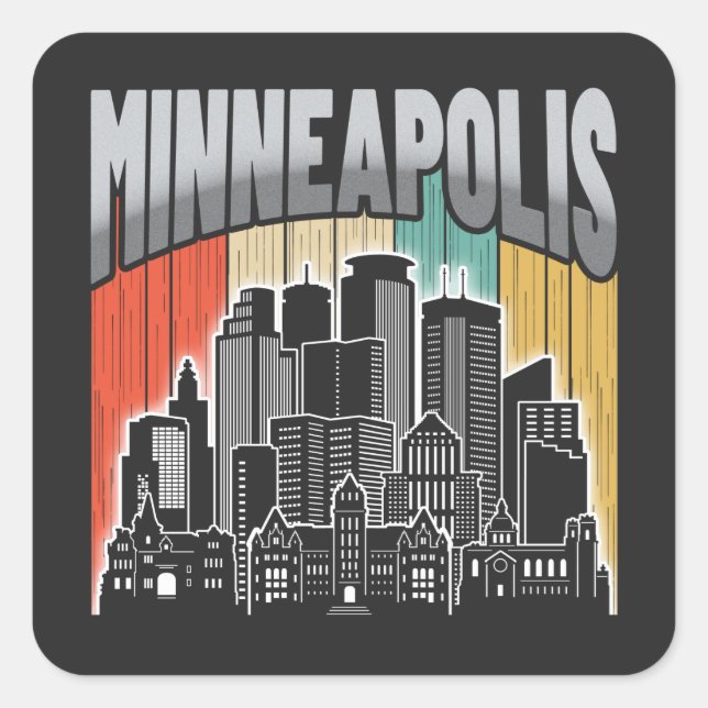 Minneapolis Minnesota Quadratischer Aufkleber (Vorderseite)