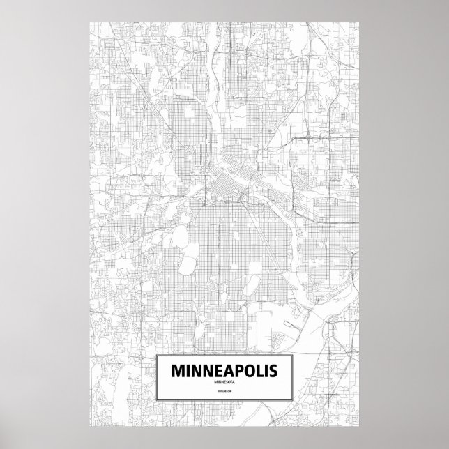 Minneapolis, Minnesota (schwarz auf weiß) Poster (Vorne)