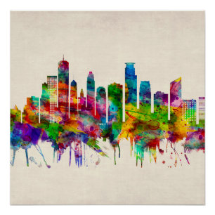 Minneapolis Minnesota Skyline Poster