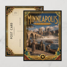 Minneapolis Minnesota Vintage Art Deco Goldenes Ze