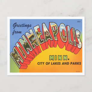 Minneapolis, Minnesota Vintage Große Buchstaben Postkarte