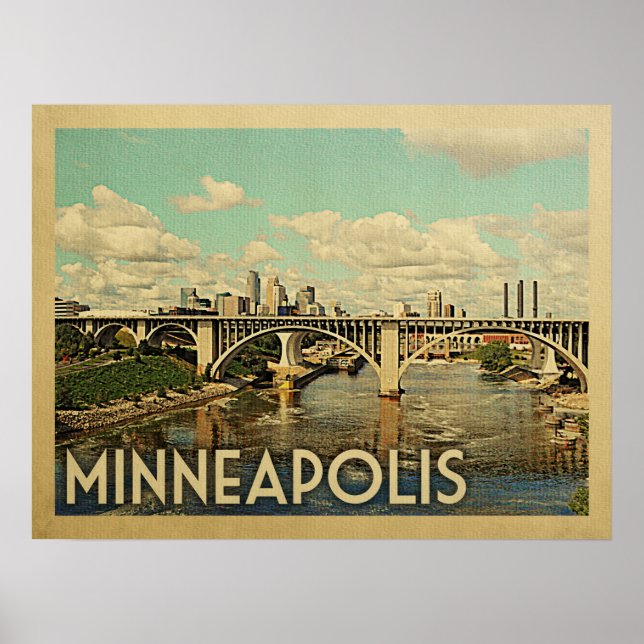 Minneapolis Minnesota Vintage Travel Poster (Vorne)